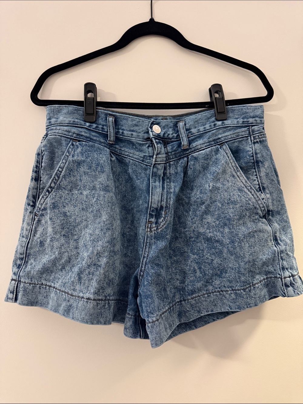 American Eagle Outfitters Acid Wash Blue High-Rise Denim Shorts
